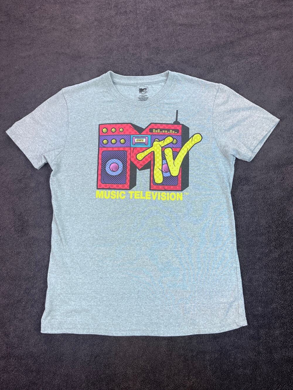 MTV Music Television Logo Graphic Tee Gray M